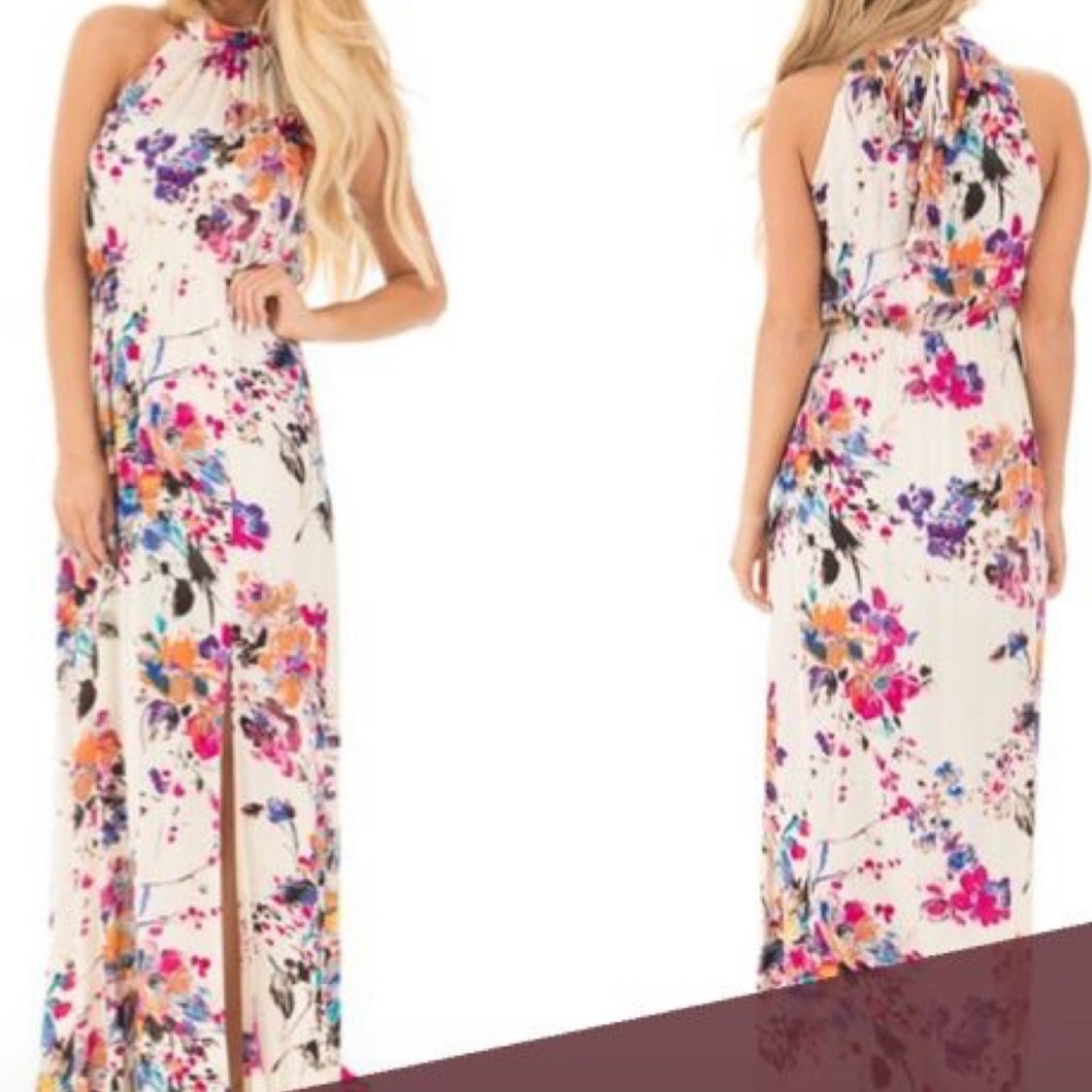 Gorgeous Flowy Floral Maxi Halter Dress